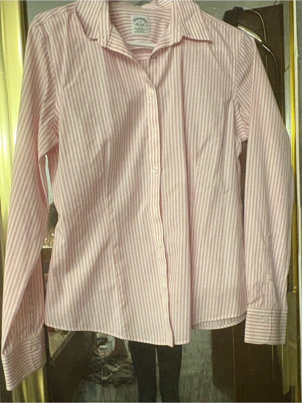 Brooks Brothers Pink and White Striped Button-Down Shirt
